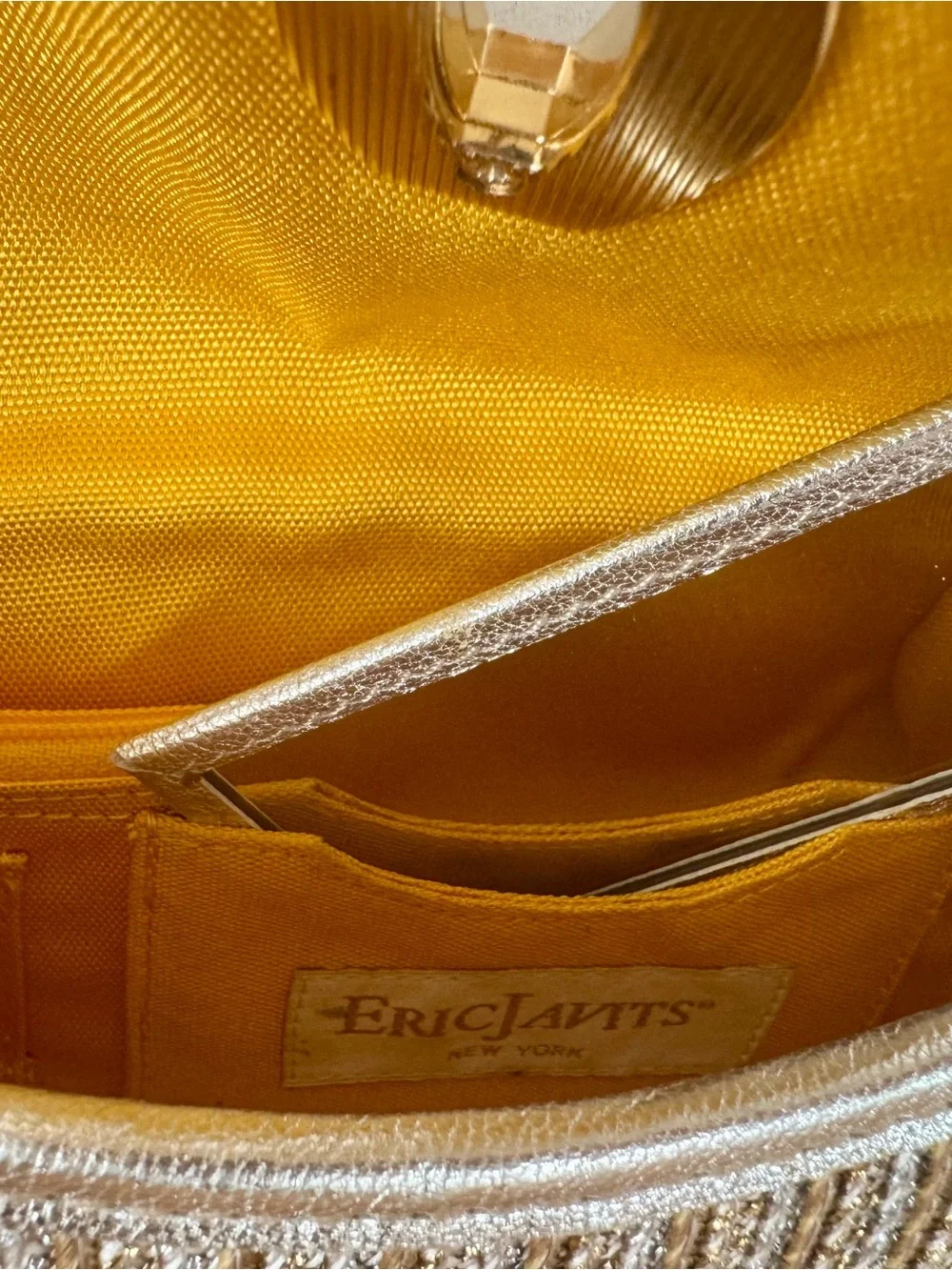 Eric Javits Elegant Metallic Gold Evening Clutch